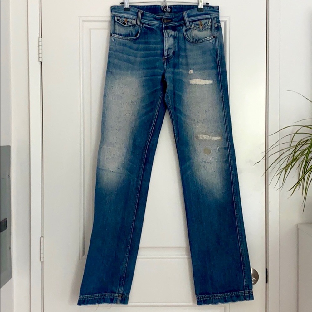 Men’s Dolce&Gabbana straight wide leg distressed jeans